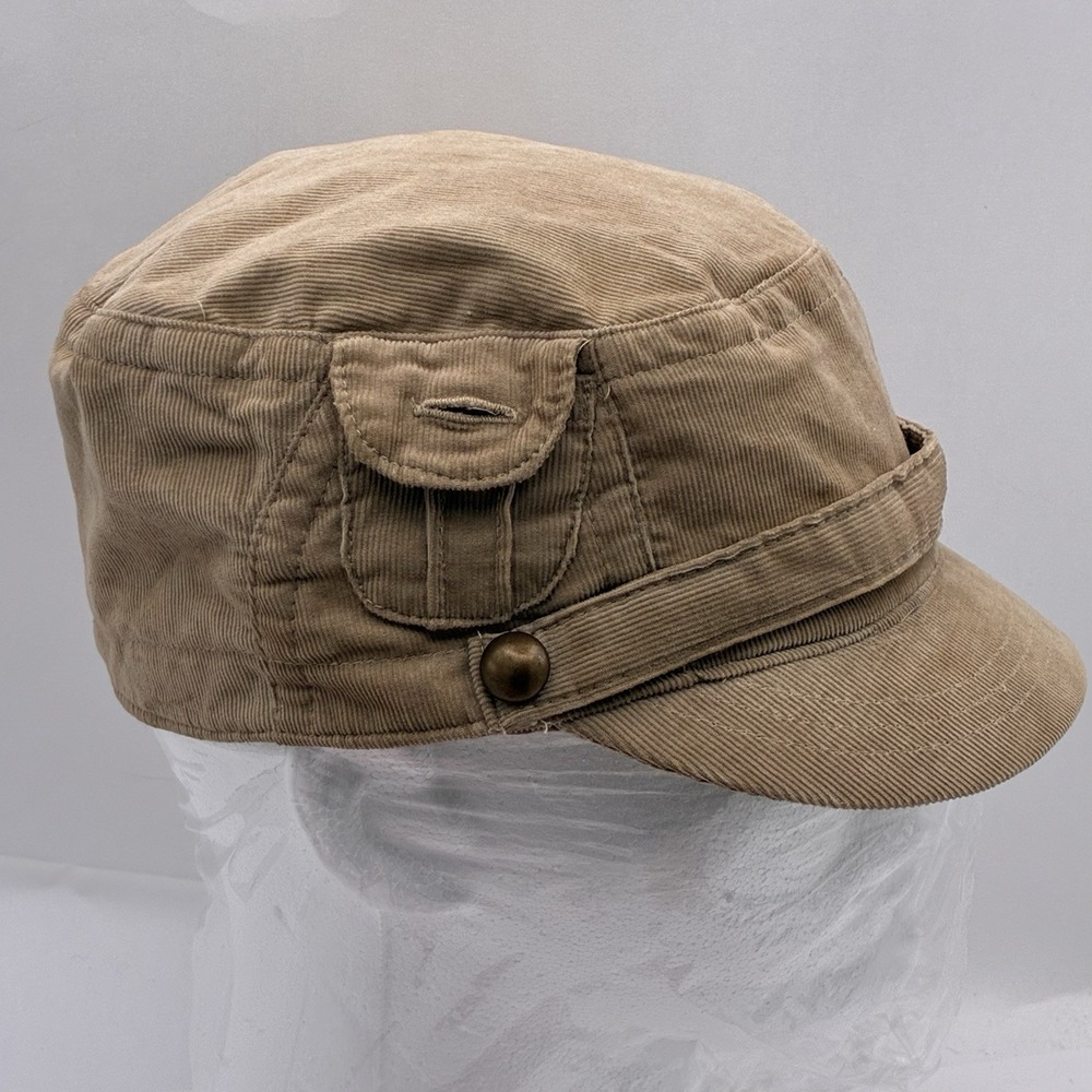 Y2K Corduroy Tan Colored Newsboy Hat Cap With  Pocket 2000's Fashion Khaki